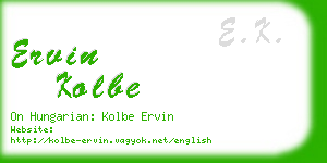 ervin kolbe business card